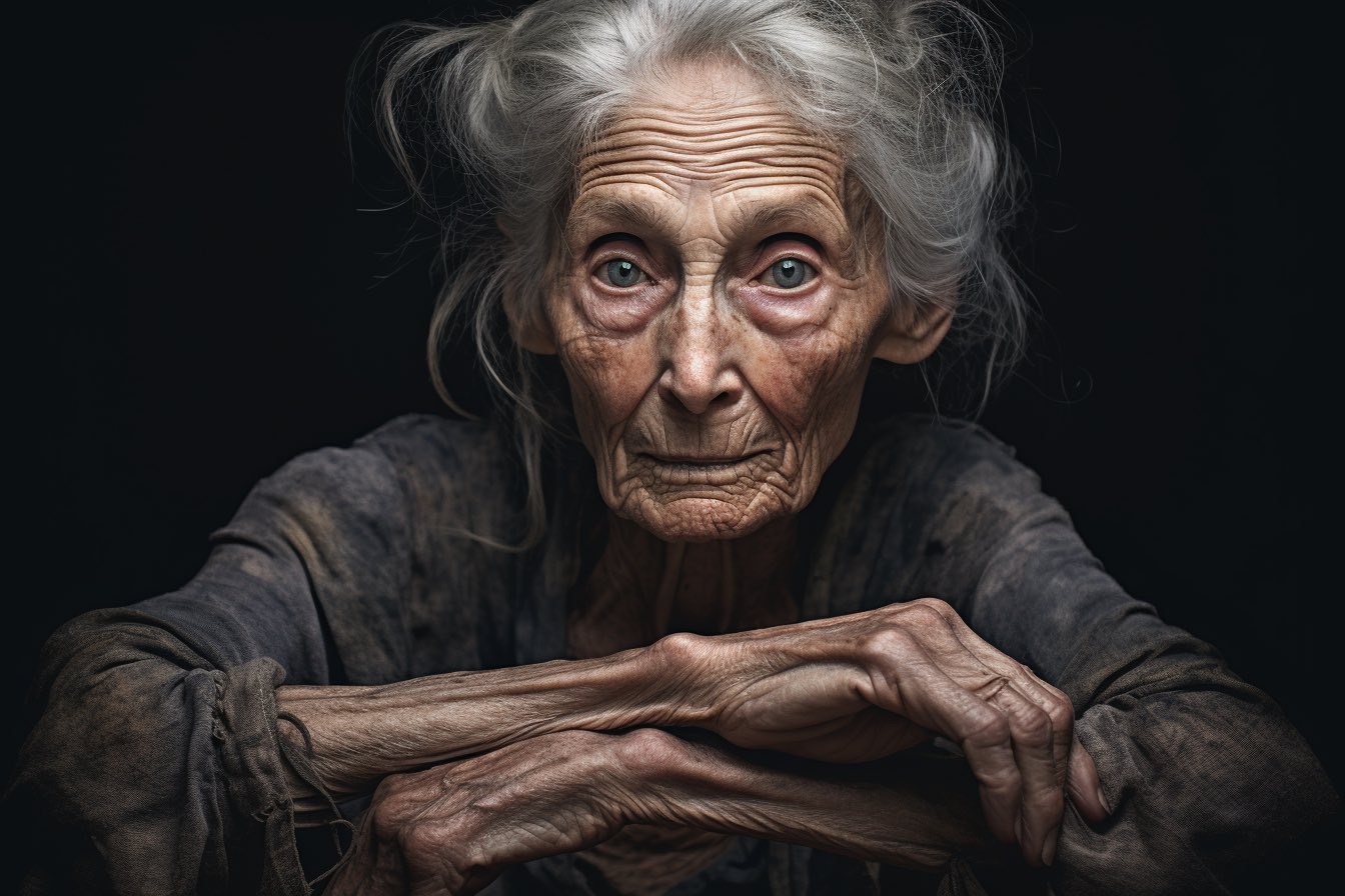 Old woman prompt - created in Midjourney