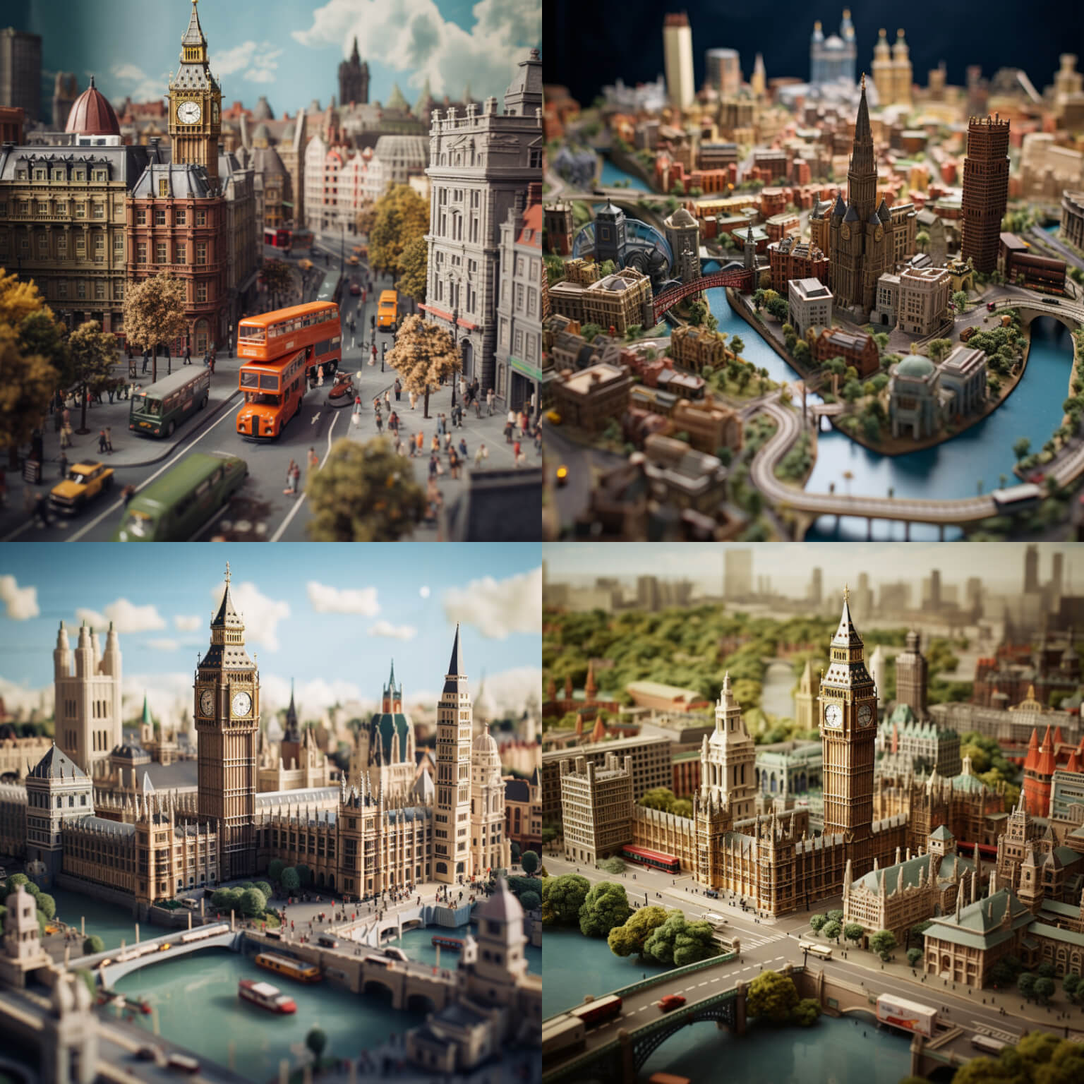 Image of London, in the style of miniature faking, produced by Midjourney, using an aspect ratio 1:1