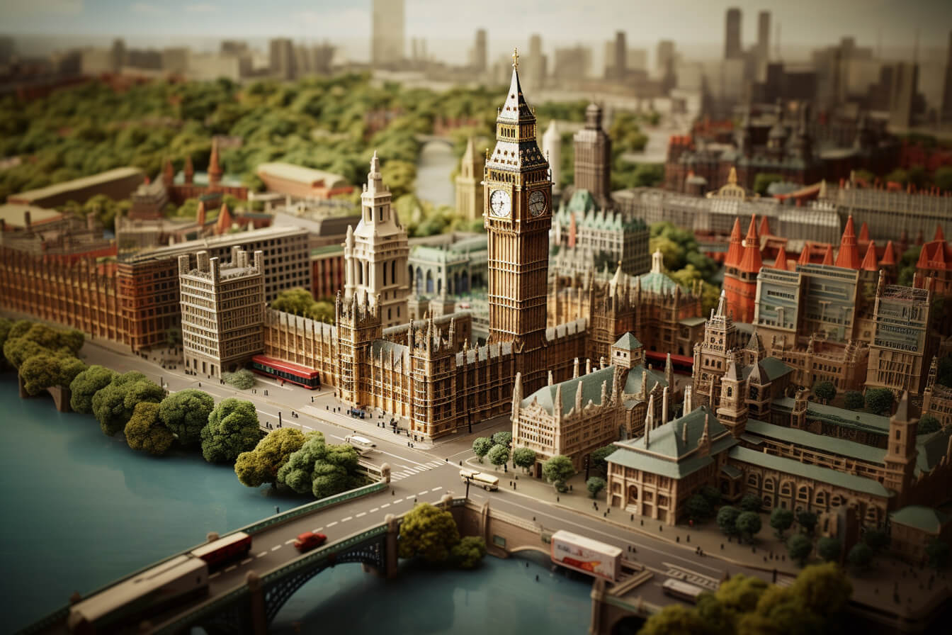 image of London modified using the zoom out feature, aspect ratio 3:2 - created by Midjourney