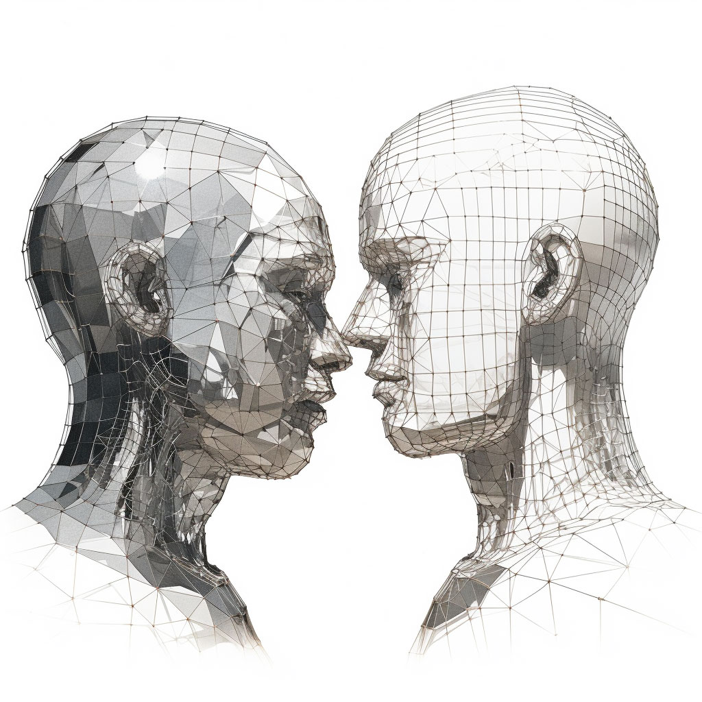 A robot and a human facing each other